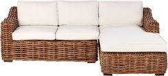 Beliani Sofa Ogrodowa Naturalna Rattanowa 3-Osobowa Kanapa Z Białymi Poduszkami Plecionka Styl Boho Tradycyjny Do Salonu Ogrodu 517779