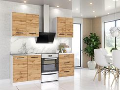 Blanco Zestaw mebli kuchennych Mini 2,0m Biały/Dąb Wotan aneks z regałem KOD: 5906765871716