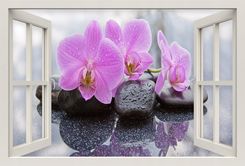 Bluedecor Naklejka na ścianę Orchidea Kamienie 120x80 cm