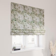 Dekoria.Pl Roleta Rzymska Capri Zielone Gałązki Na Szarym Tle Gardenia 80x160cm