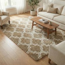 Dywan Do Salonu Shaggy Decor Antypoślizgowy Miękki Puszysty Modny 160X200 Khaki Lantern
