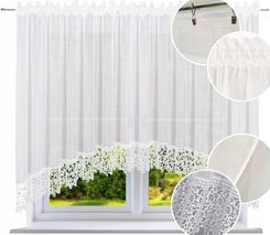 Firana Gotowa Z Gipiurą W Łuk 500X180 Firanka Gładka Firany Koronką Salon