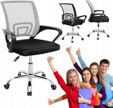 Fotel gamingowy Hile L002 Ergonomiczny obrotowy Młodzieżowy Siatka czarno-szary HILEL002G