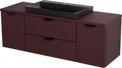 Gante Burgundowa szafka łazienkowa wisząca z czarną umywalką nablatową czarny uchwyt 120 cm Magnolia (MGLBRU12392+LIVCZCZ)