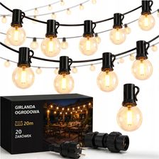 Girlanda świetlna ogrodowa 20m 20xLED 1W biały ciepły GALAXIA IP44 z haczykami E12 5906630718108 LAMPKIZEWNĘTRZNE20XŻARÓWEKLEDGIRLANDA