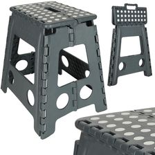 Ikonka Stołek Taboret Składany Antypoślizgowy 39Cm Ciemny Szary