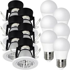 Kwazar Luminaire 6X Oczko Oprawa 230V Biały + Żar Led E27 Kulka (6XDOWNLIGHT230VWPUSTBIAŁY+ŻARG45E273000K)