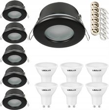 Led-Lux 6X Oprawa Hermetyczna Ip44 +Led Gu10 7,5W Podbitka (6Xoprawad06Black+6Xgu1075Www)