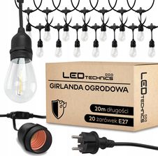 Ledtechnics Girlanda Ogrodowa Świetlna 20M 20X Żarówka Led E27 Przewód Wodoszczelna 7832_Z