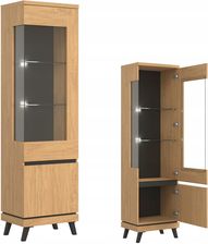 Liveo Meble Witryna Prawa Barek Gablota Szklana Do Salonu Dąb Kamienny Czarny Ate At06 14425339249