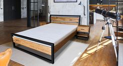 Łóżko Metalowe 200X200 Cm Łóżko Do Sypialni Karmel Loft