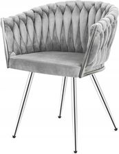 Lugano Krzesło Plecione Fotel Treccia Grey Velvet Silver