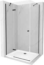 Mexen Roma 70x80cm Transparent Czarny + Brodzik Flat Biały 854-070-080-70-00-4010B