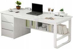 Muvuhome Biurko Komputerowe Loft Białe 3 Półki Skandynawski Nowoczesne 100cm