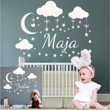 Naklejka ścienna Chmurki z personalizowanym imieniem 54x43 cm