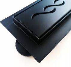 Odpływ Liniowy Prysznicowy 110cm Niski Zabudowa 52Mm Wzór Fala Czarny (M01C110)