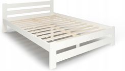 Parwood 140X200BB łóżko podwójne biały/sosna 140x200 ze stelażem i zagłówkiem