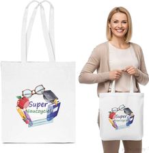 Prezent dla nauczyciela na Dzień Edukacji - materiałowa torba eko na zakupy "Super Nauczyciel"
