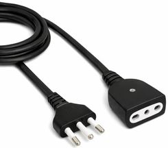 Przedłużacz elektryczny 5 m z wtyczką 10 A i gniazdem dwustronnym 10 A, przewód zasilający do użytku domowego i biurowego, kolor czarny