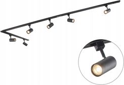 QAZQA Lampa Sufitowa system szynowy Iconic Jeana 6-punktowa czarna 1-fazowa 286 cm GU10 (109623)