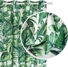 Spod Igły I Nitki Zielona Zasłona Do Salonu W Liście 140X250 Cm Palms