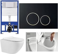 Stelaż do wc Slim 8cm głęboki miska m2 deska przycisk D czarny chrom mata (CSLIM8CMWSPORNIKIMISKADESKAD4CZCH+M)