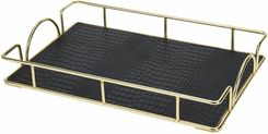Taca do serwowania prostokątna 30x20x4 cm czarno-złota Glamour