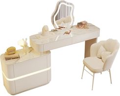 Toaletka Kosmetyczna Z Led Biała Komplet Blat 100 cm Lilia 99944