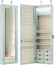 Toaletka Wisząca Szafka na Biżuterię Z Lustrem Z Podświetleniem Zielona Matowa Costway Z 6 Szufladami HW63090GN 15706670594