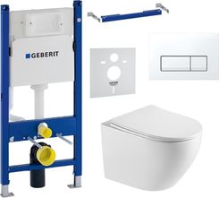 WC STELAŻ GEBERIT + MISKA WC TORNADO BLATNA IMPRESE 53 cm + PRZYCISK BIAŁY