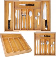 Wkład Organizer Do Szuflady Kuchennej Na Sztućce Bambusowy Premium XXL 1781909535