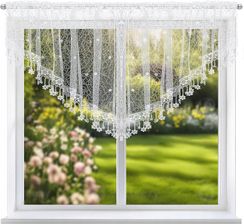 Xzhome Haftowana Biała Firana Markizeta Z Gipiurą Do Kuchni Salonu 300X100Cm 1834796487