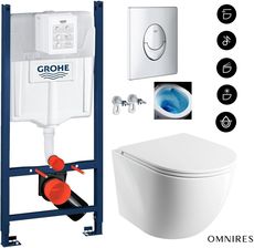 ZESTAW WC, STELAŻ GROHE + MISKA WC OMNIRES SILENT POWER TORNADO 49 cm + PRZYCISK CHROM