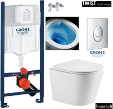 ZESTAW WC, STELAŻ GROHE + MISKA WC TORNADO ELANTA IMPRESE 49 cm + PRZYCISK CHROM
