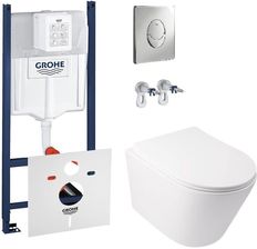 ZESTAW WC STELAŻ GROHE + WC MISKA WC TORNADO IMPRESE 51.5cm, + PRZYCISK CHROM + MOCOWANIA