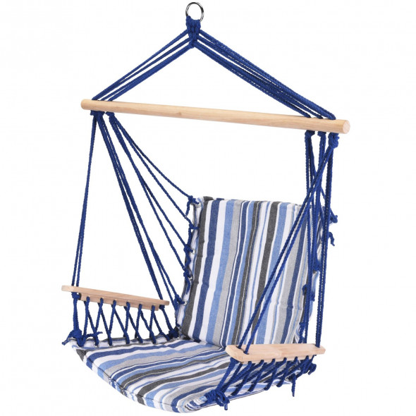 Hamak Huśtawka Krzesło Brazylijskie Z Rączkami Niebieski