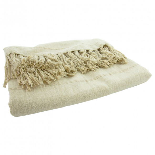 Koc bawełniany pled narzuta 130X170 beżowy