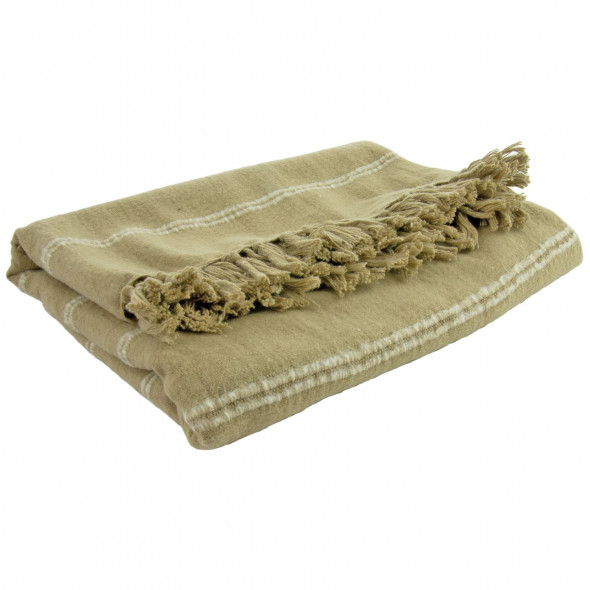Koc bawełniany pled narzuta 130X170 jasnobrązowy