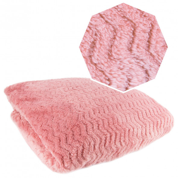 Koc polarowy miękki pled flanelowy narzuta 130X160 różowy