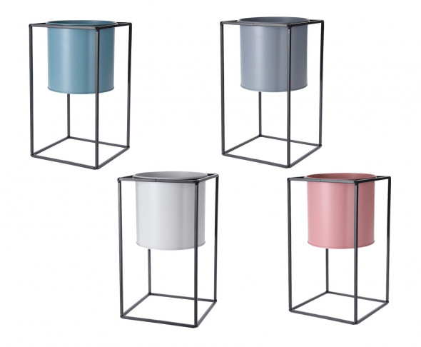 Kwietnik metalowy - donica osadzona w metalowym stojaku. 30 cm