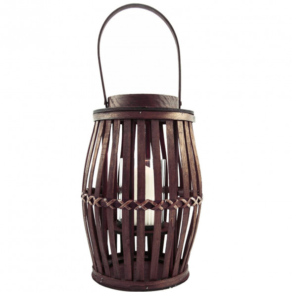 Lampion drewniany świecznik brązowy latarnia 40 cm wiklina