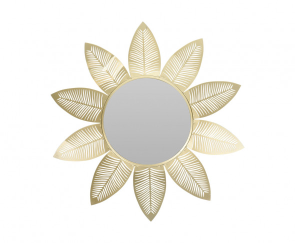 Lustro ścienne ozdobne w stylu glamour,  wiszące lusterko dekoracyjne, okrągłe, do łazienki, przedpokoju Intesi Flora Gold