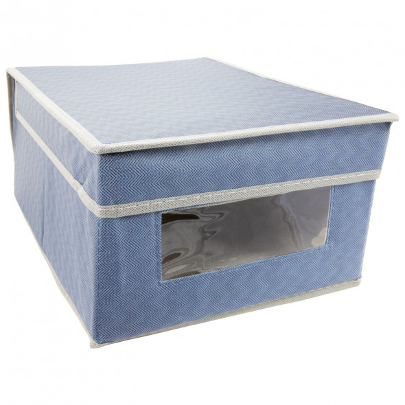 Organizer do szafy duży pudełko tekstylne wzór jodełka rozmiar L granatowy