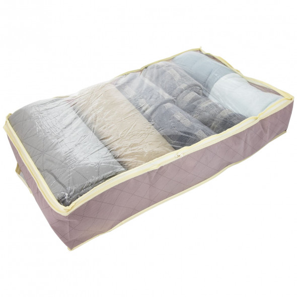 Organizer Tekstylny Materiałowy Na Pościel do szafy Pod Łóżko 80x45 cm Bordowy