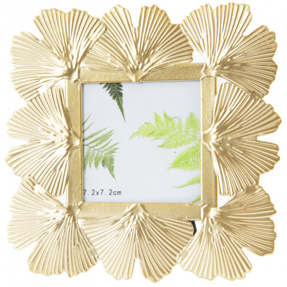 Ozdobna metalowa ramka na zdjęcia rozmiaru 7x7 cm, złota, glamour
