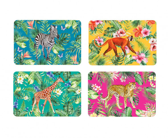 Podkładka stołowa pod talerze. Kolorowa mata na stół. Z motywem inspirowanym afrykańskimi zwierzętami.