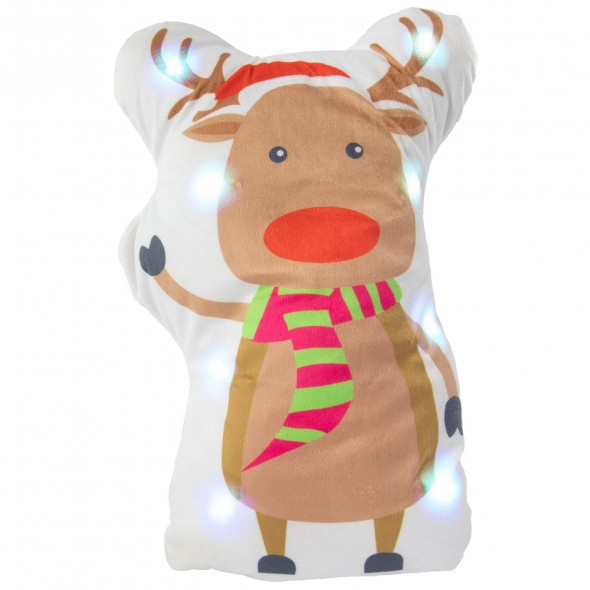 Poduszka świąteczna, dekoracyjna, podświetlana LED, 50 cm renifer