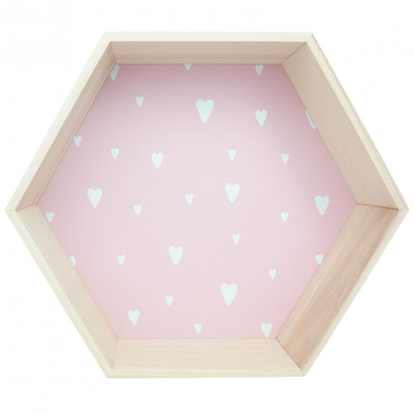 Półka Wisząca Ścienna Dla Dziecka Drewniana Plaster Miodu Różowa