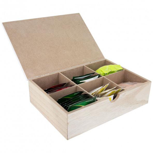 Pudełko Na Herbatę Skrzyneczka Organizer Pojemnik Do Herbaty 24 cm Białe