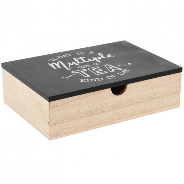 Pudełko Na Herbatę Skrzyneczka Organizer Pojemnik Do Herbaty 24 cm Czarne